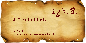 Őry Belinda névjegykártya